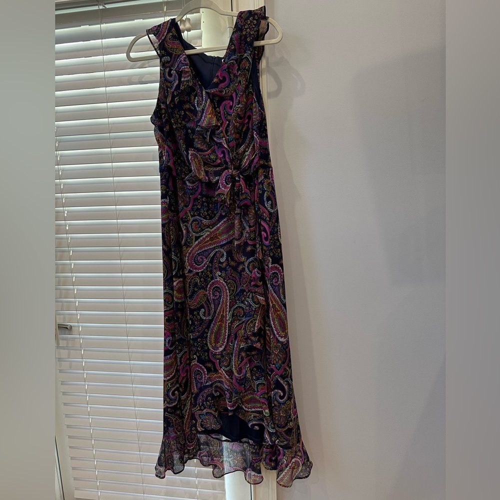 London Times Sz 14 navy paisley dress. NWOT